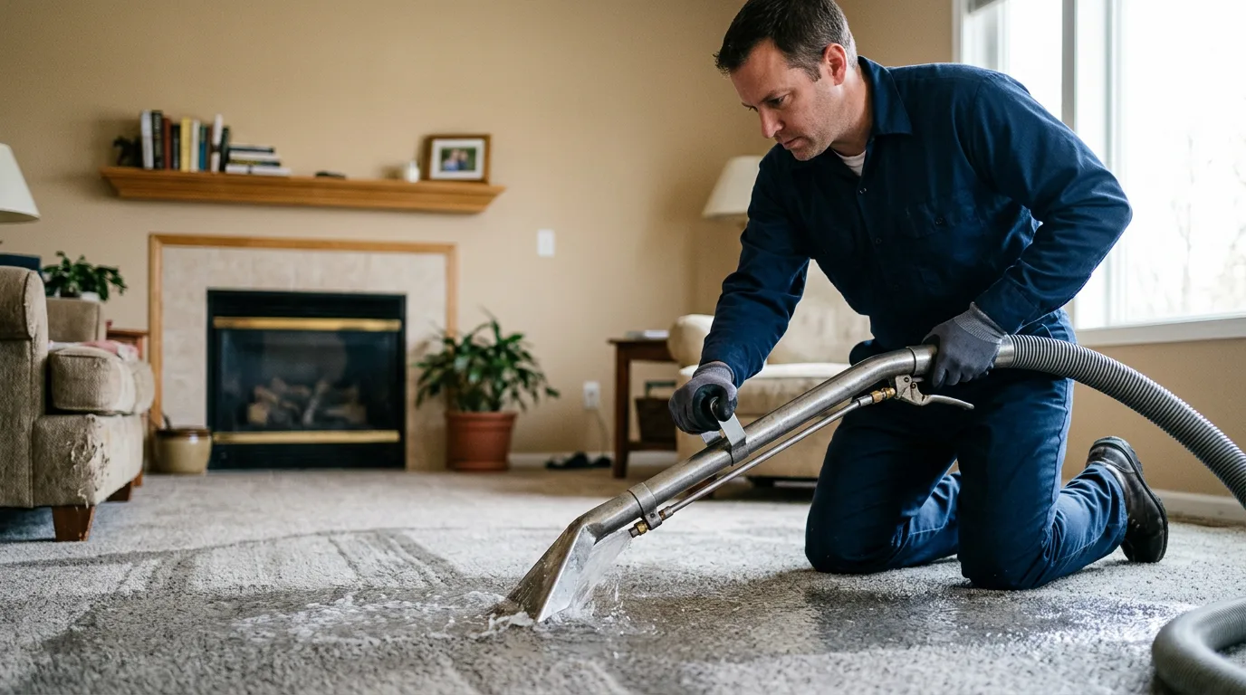 Water damage restoration technician working near Pisgah Forest, NC